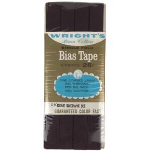 Vtg NOS Wright's Pima Cotton Single Fold Bias Tape Seal Brown 92 5 Yards Sewing